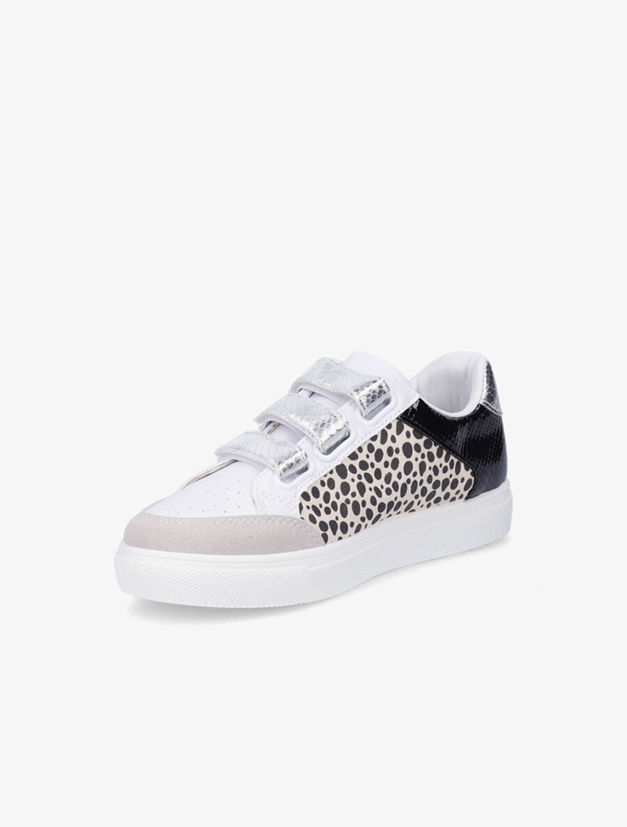 Sneakers bi-matière à imprimé léopard - Beige - 3
