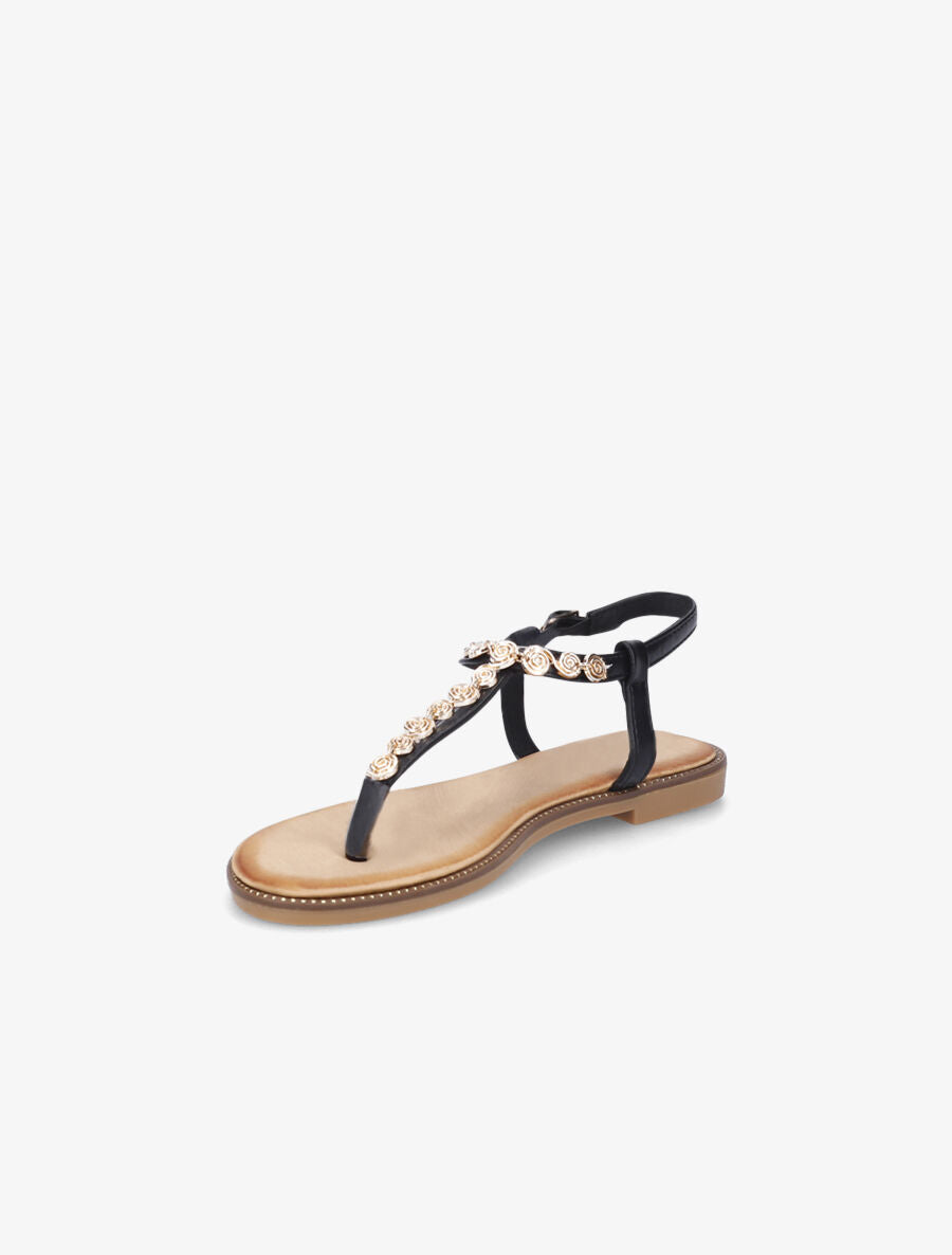 Nu-pieds en simili et bijoux en tourbillons - Noir - 3