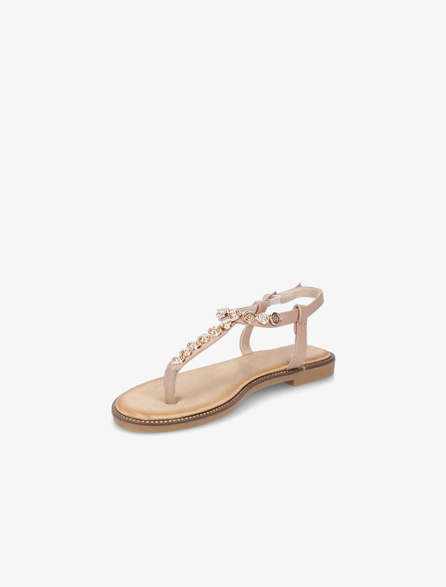 Nu-pieds en simili et bijoux en tourbillons - Nude - 3