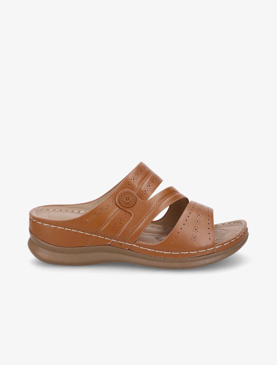 Claquettes compensées ajourées - Camel - 5