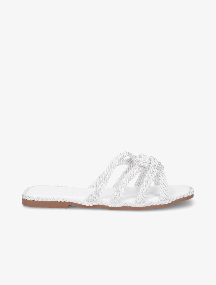 Claquettes plates en cordes - Blanc - 1