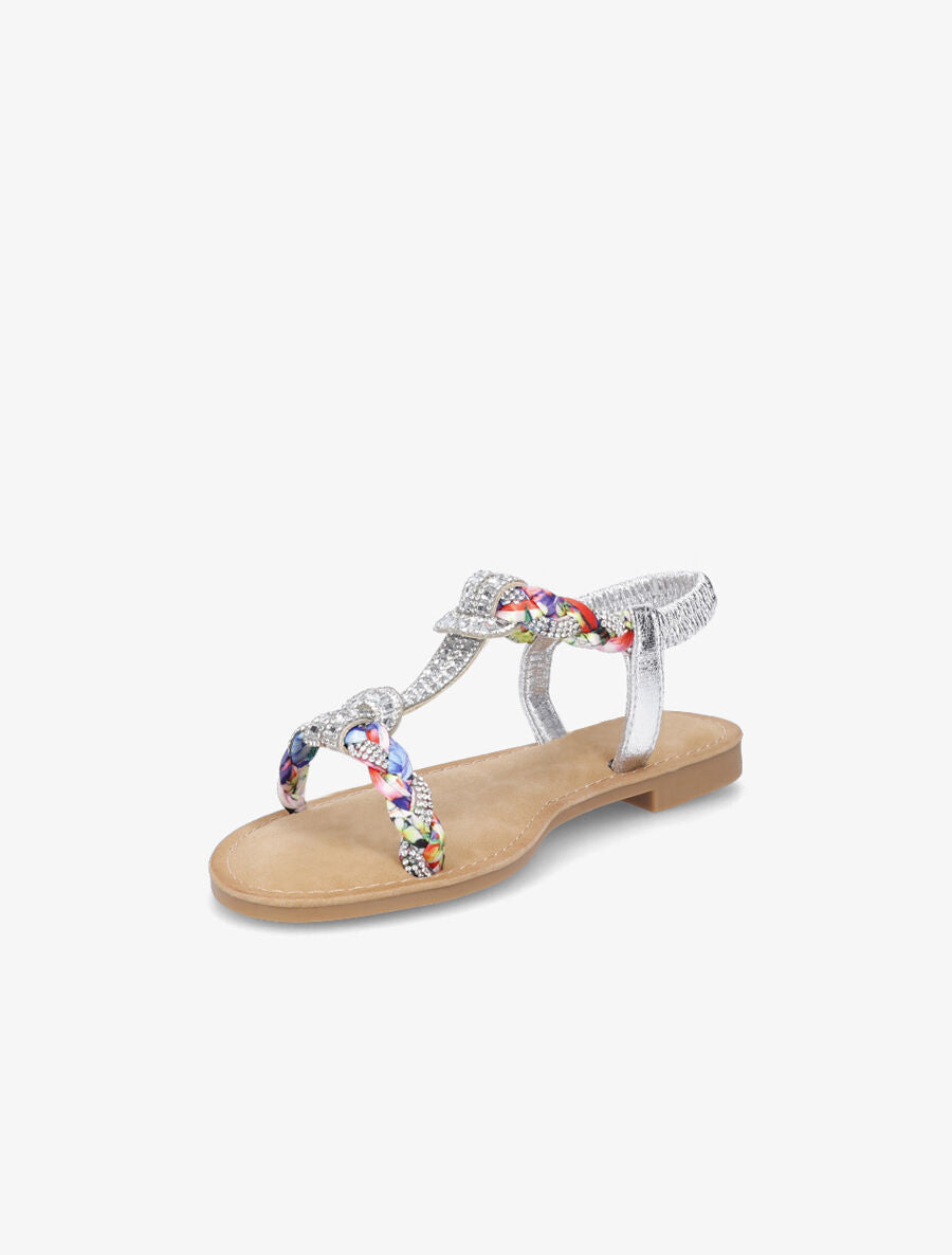 Nu-pieds en T à empiècement strass - Argent - 3