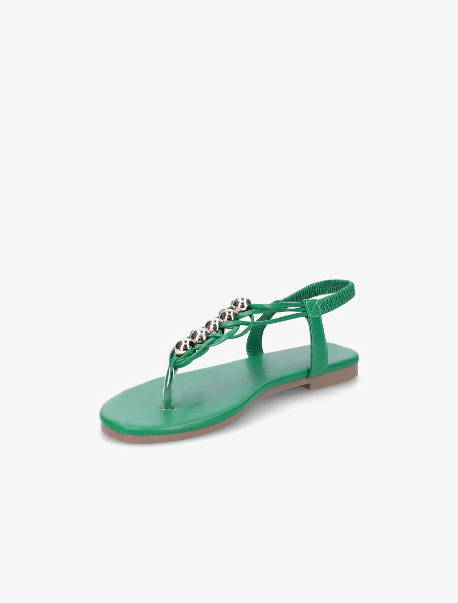 Nu-pieds à contrefort élastiqué et perles - Vert - 3
