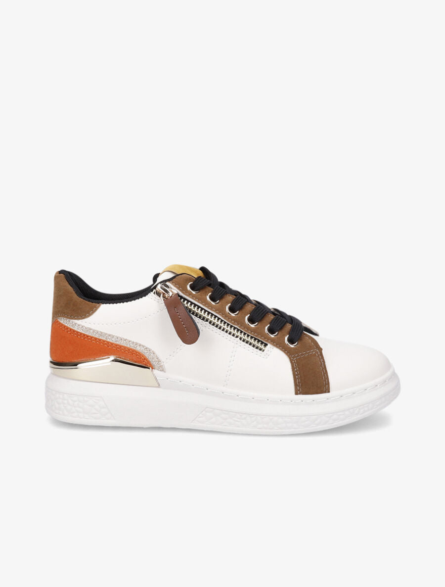 Baskets à zip et paillettes - Beige - 5