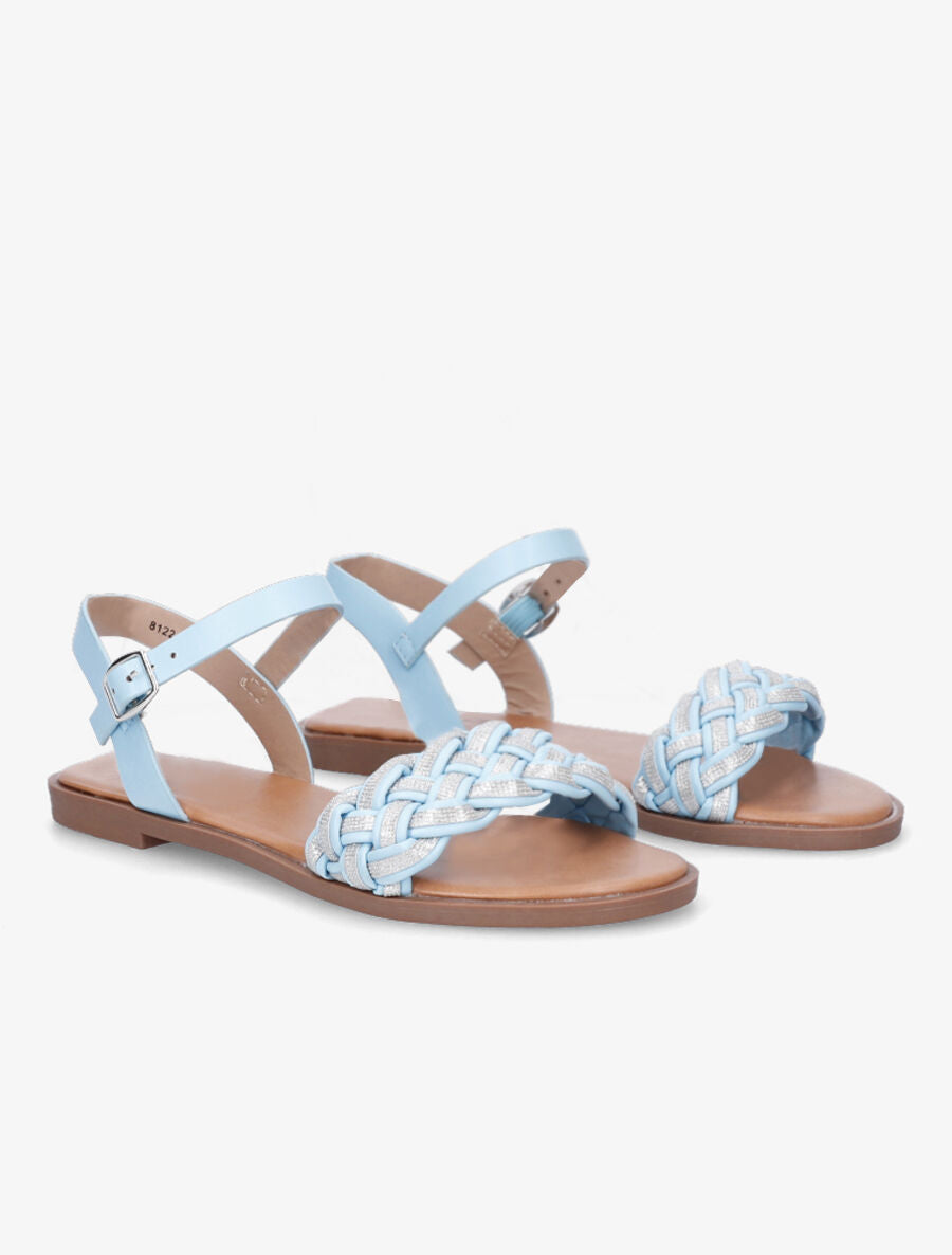 Nu-pieds à brides irisées et tressées - Bleu ciel - 4