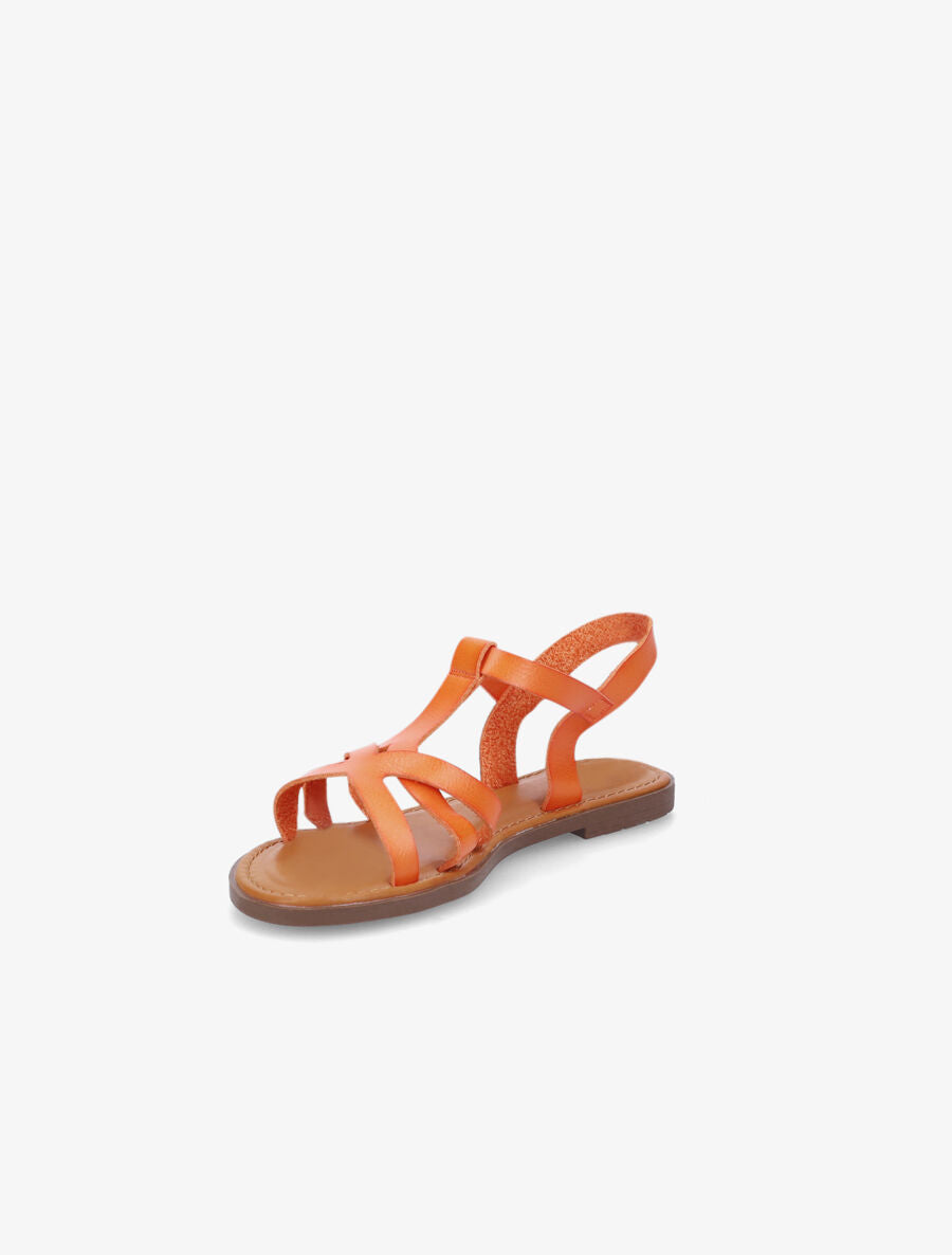 Nu-pieds plats en simili - Orange - 3