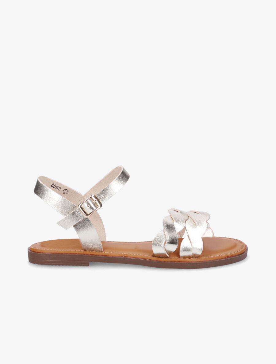 Nu-pieds tressés en simili - Or - 1