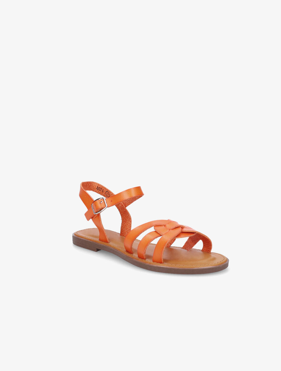 Nu-pieds plats classiques en simili - Orange - 2