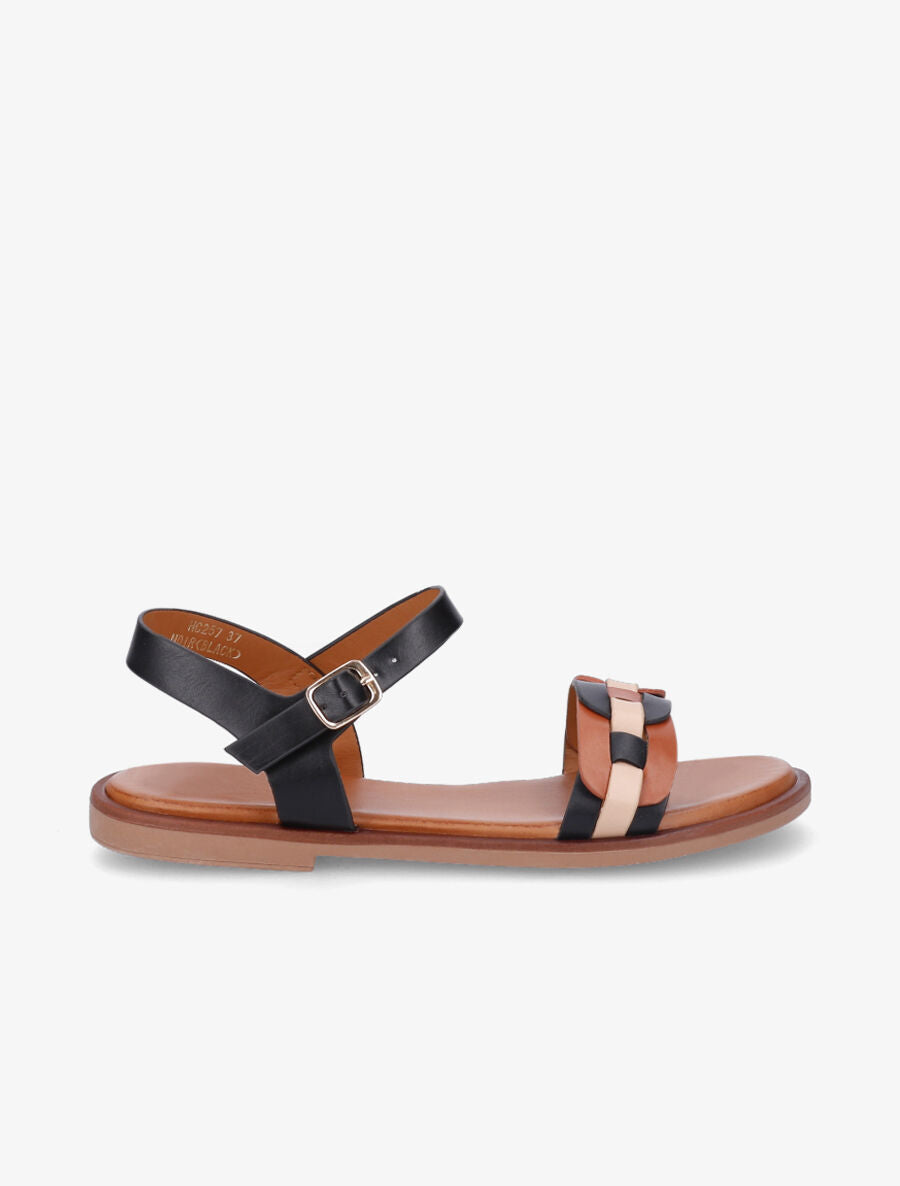 Nu-pieds à brides style maillon - Noir - 5