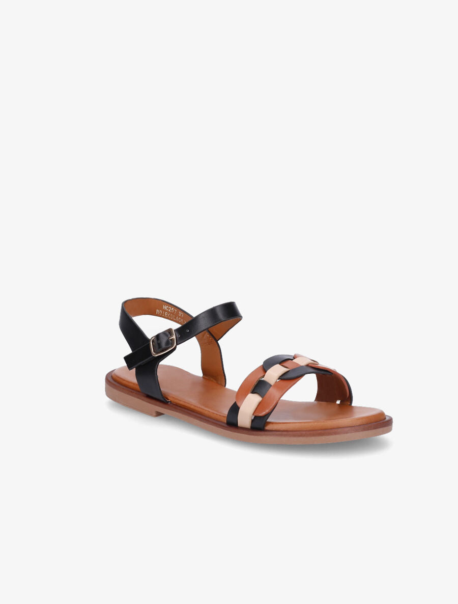 Nu-pieds à brides style maillon - Noir - 2