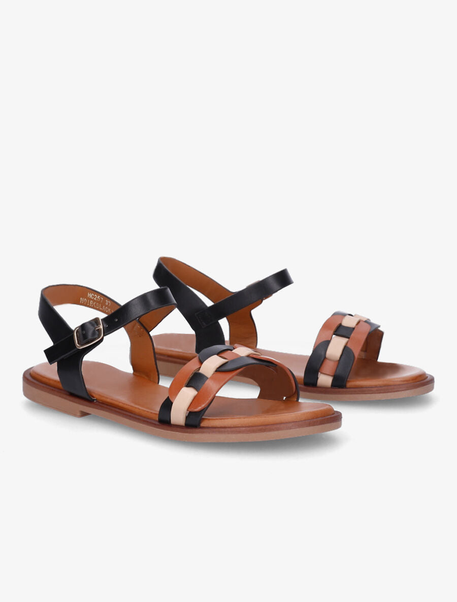 Nu-pieds à brides style maillon - Noir - 4