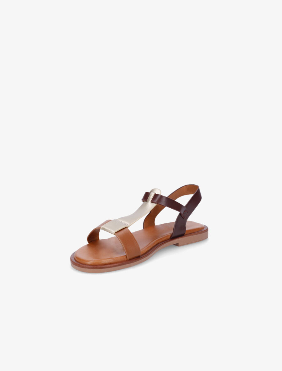 Nu-pieds à brides bicolore - Camel - 3