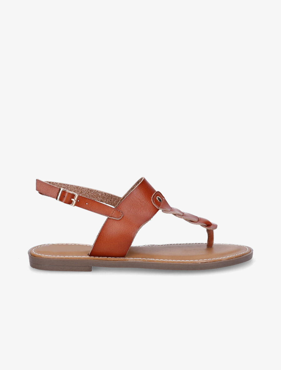 Nu-pieds en simili et bride en T - Camel - 5
