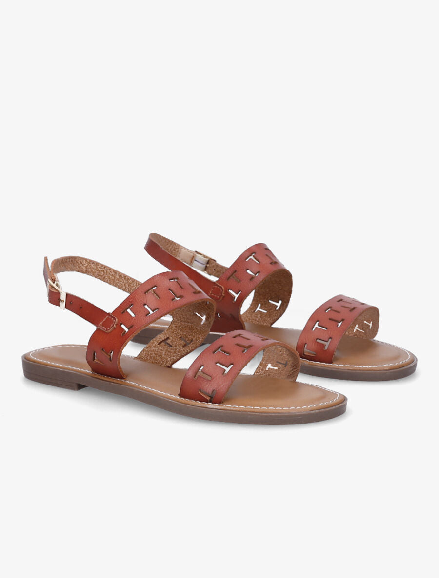 Nu-pieds à brides fantaisies - Camel - 4