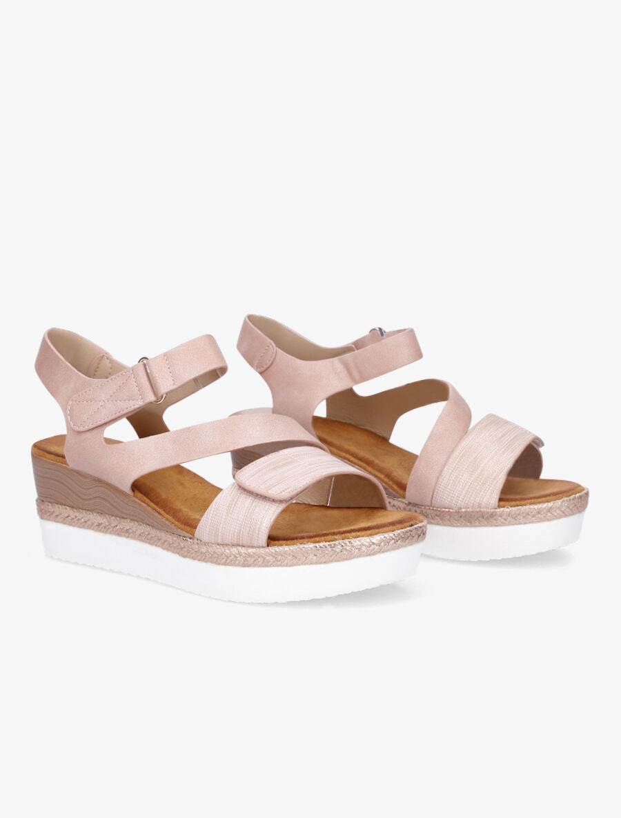 Sandales compensées à double scratch - Rose gold - 4