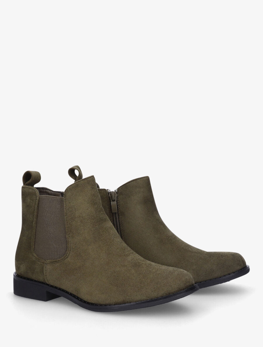 Bottines plates en suédine - Kaki - 4
