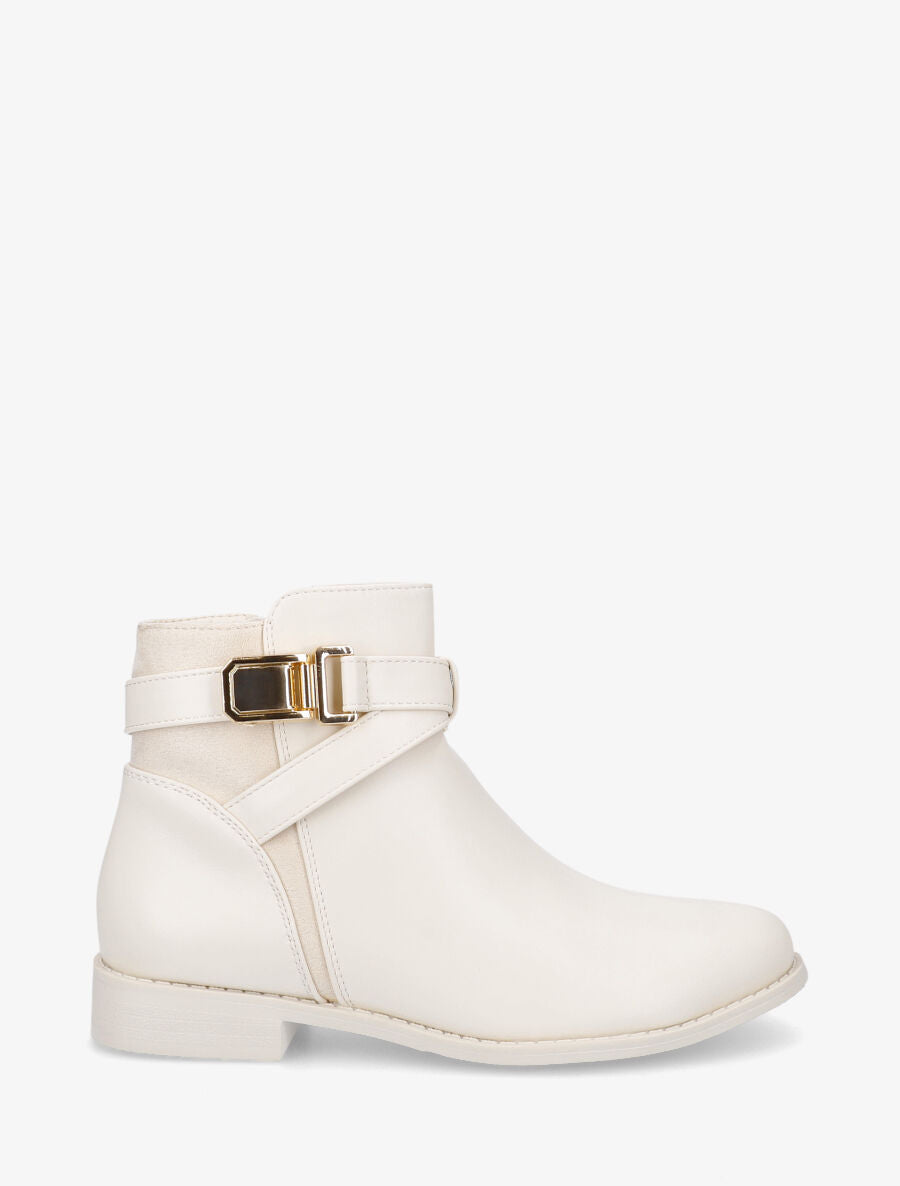Bottines plates bi-matière - Beige - 1