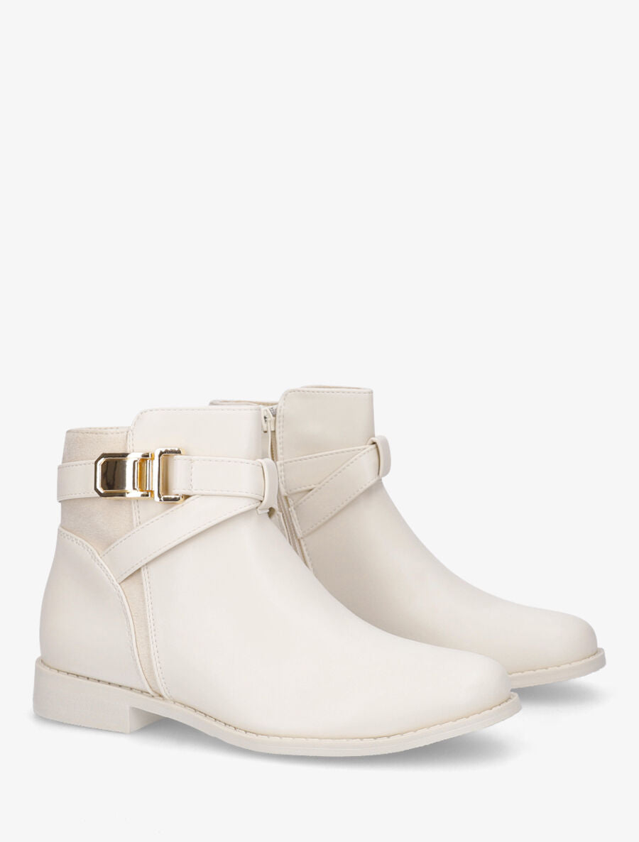 Bottines plates bi-matière - Beige - 4
