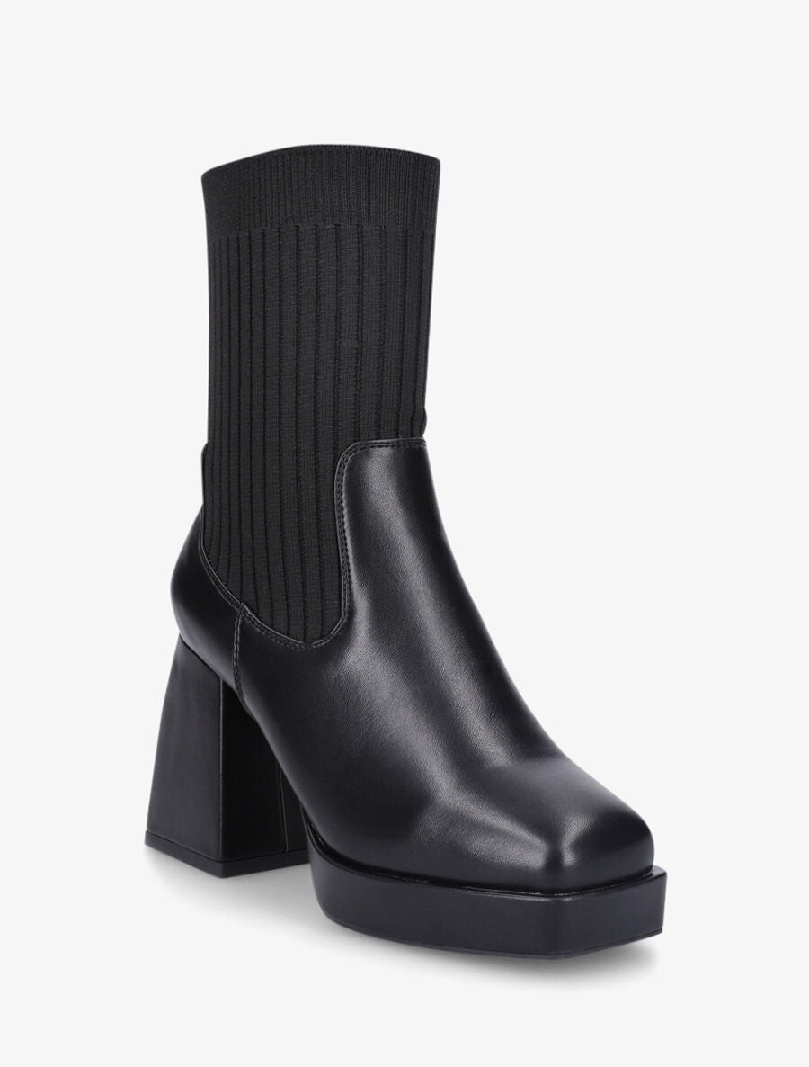 Bottines style chaussettes à talon - Noir - 2