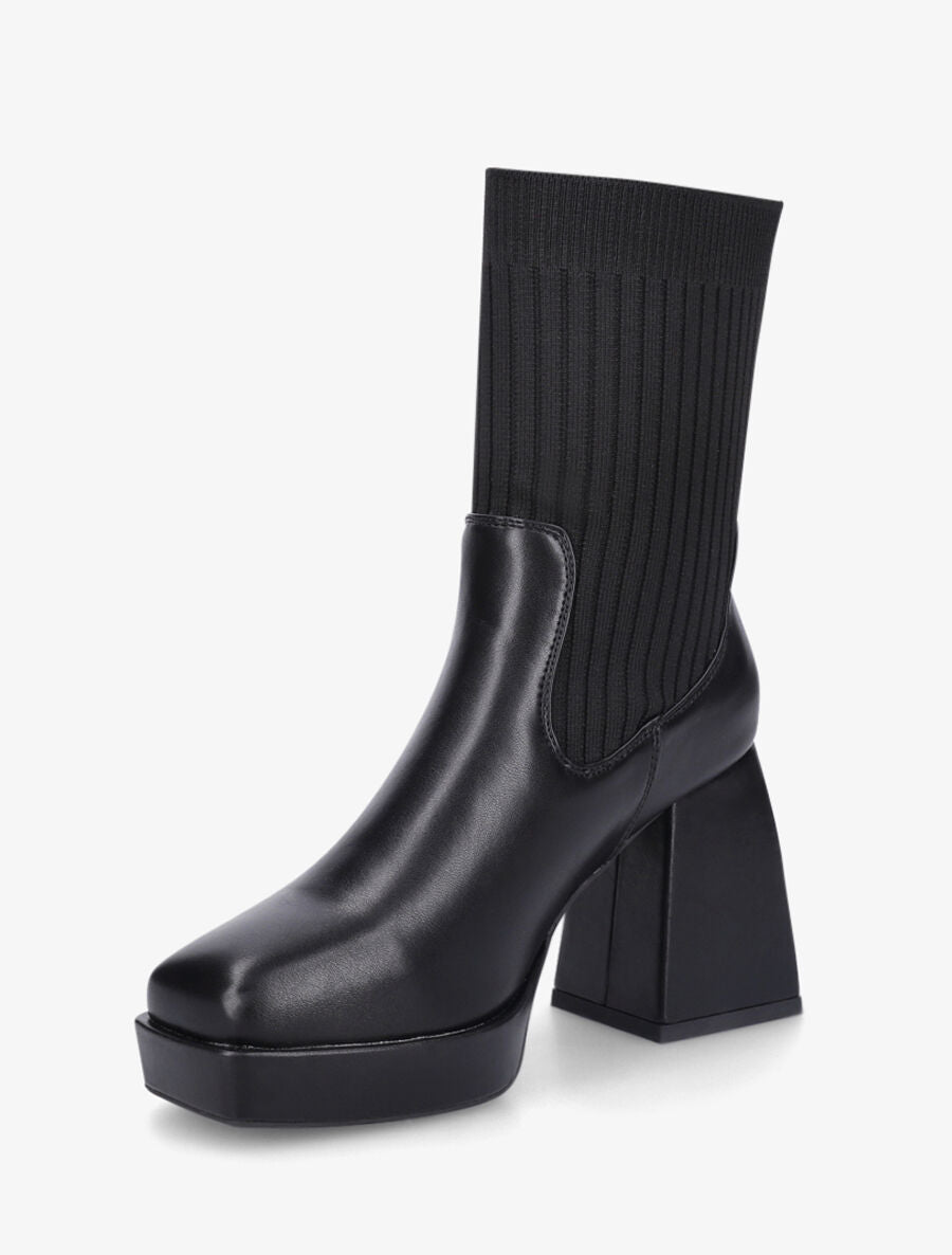 Bottines style chaussettes à talon - Noir - 3