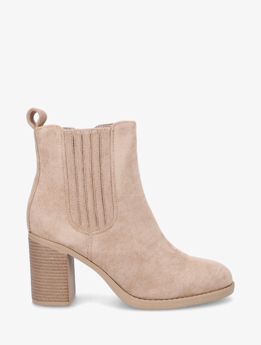 Bottines en suédine à talon haut - Taupe - 1