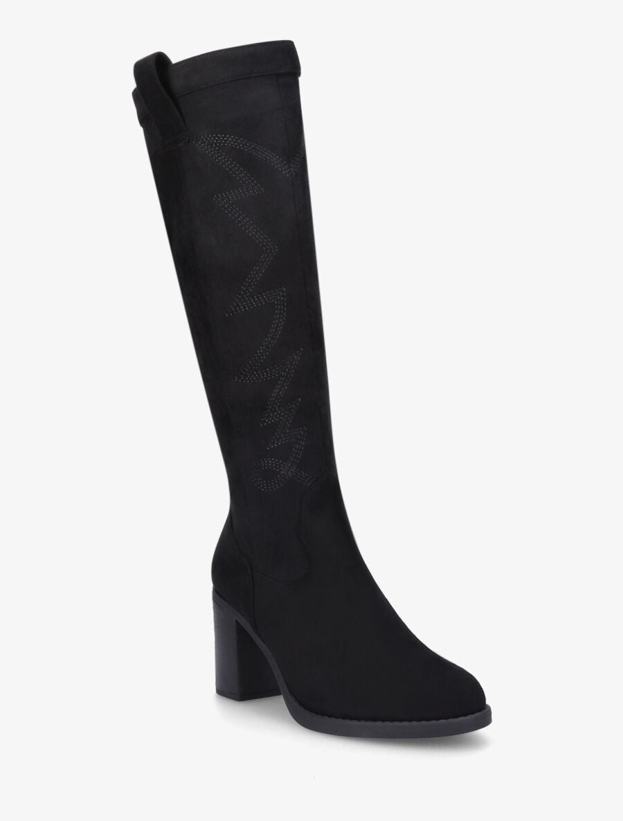 Bottes en suédine à talon - Noir - 2