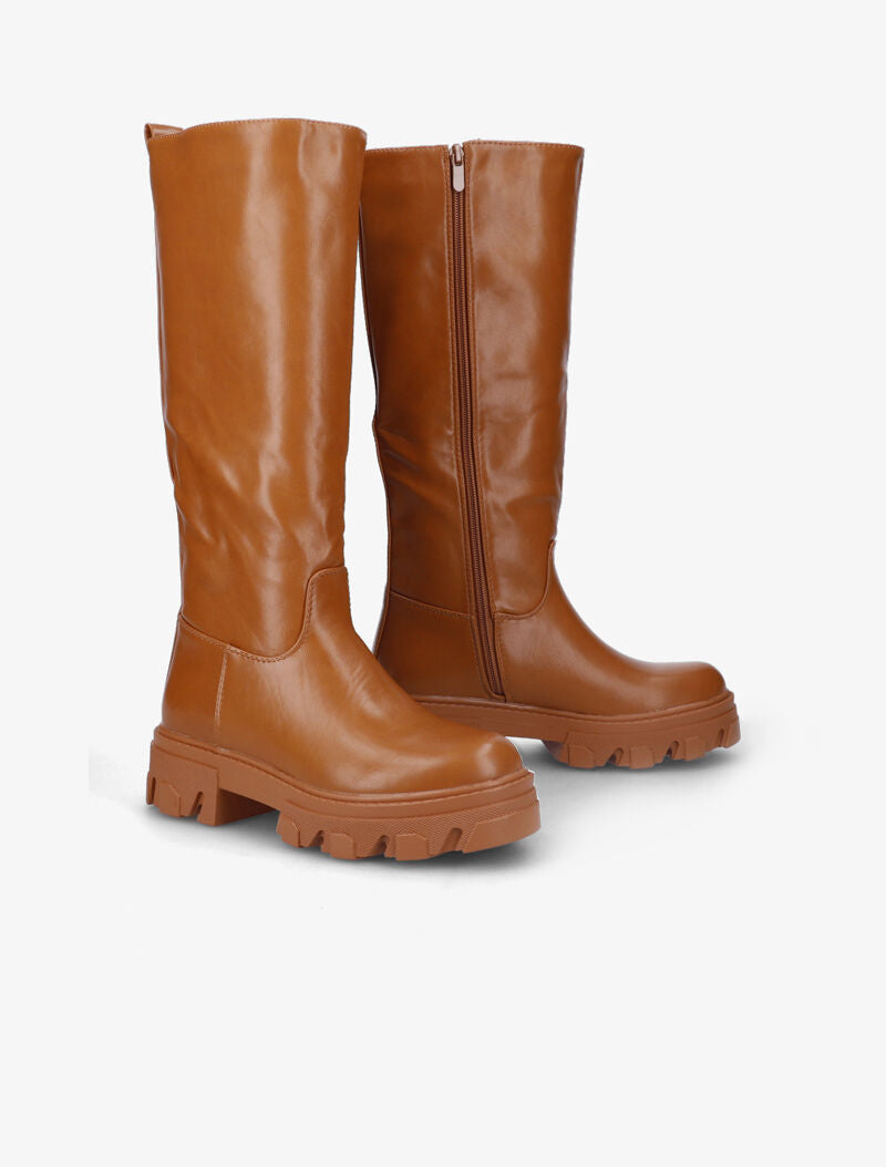Bottes unies à semelles stylisées - Camel - 1