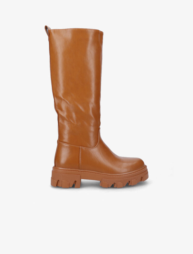 Bottes unies à semelles stylisées - Camel - 2
