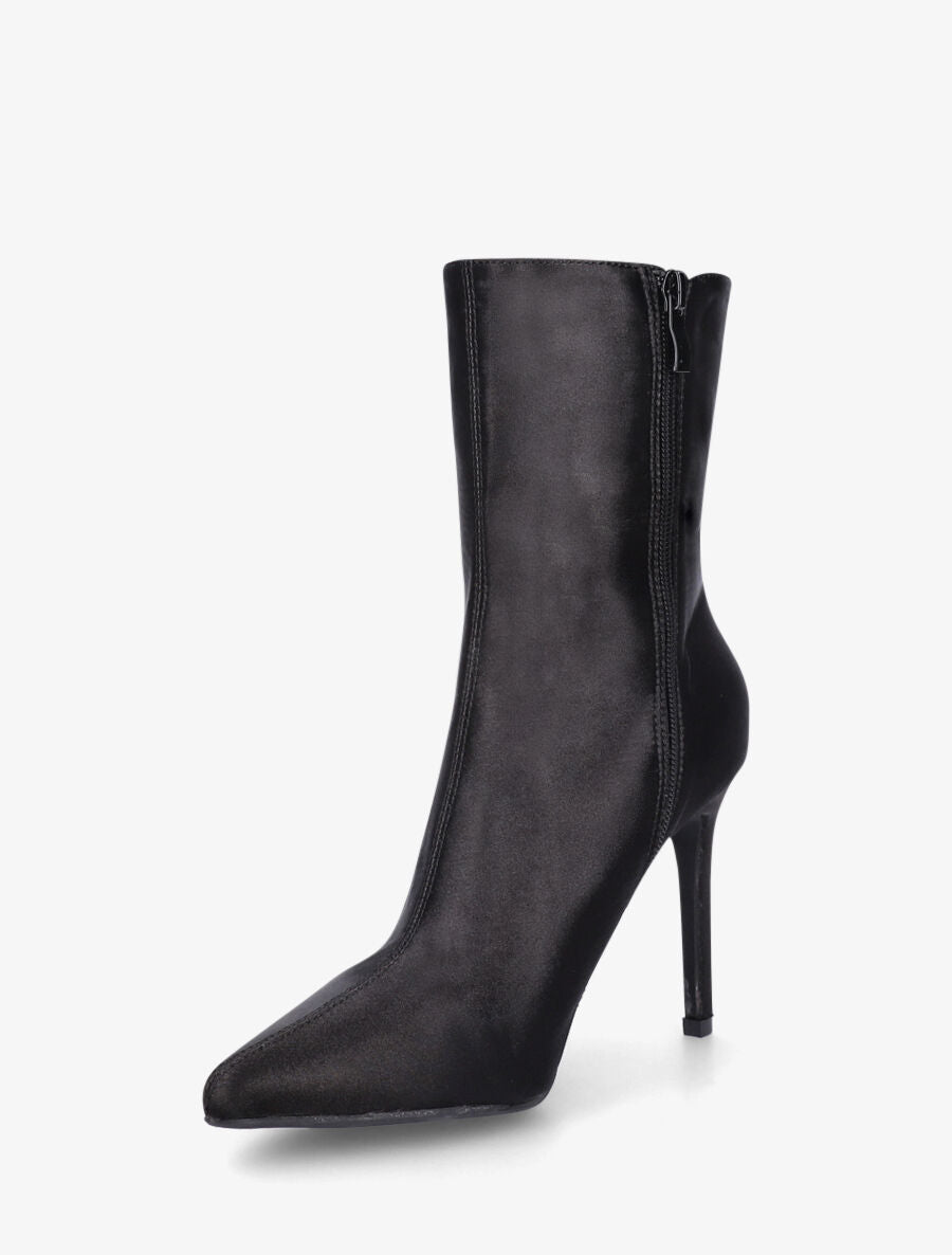 Bottines en tissu nacré à talon aiguille - Noir - 3