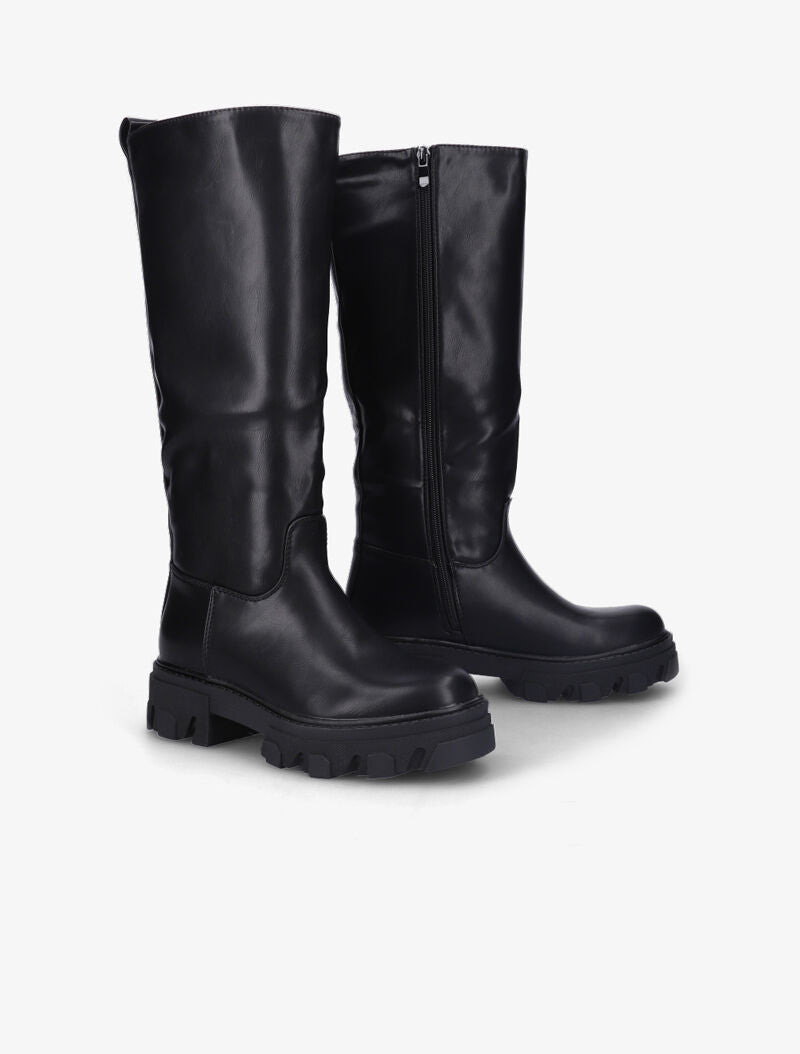 Bottes unies à semelles stylisées - Noir - 1