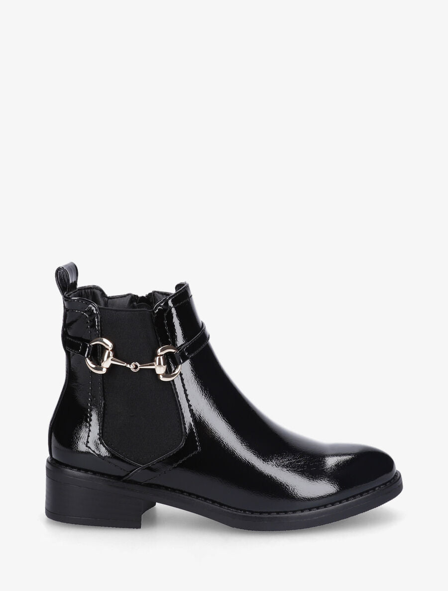 Bottines élastiquées en simili vernis - Noir - 5