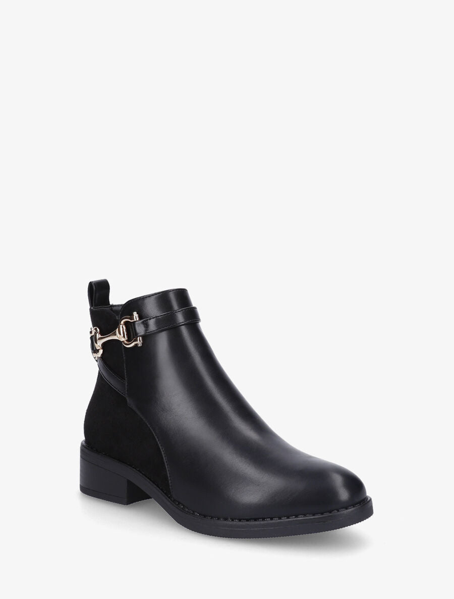 Bottines bi-matière à boucle métallique - Noir - 2