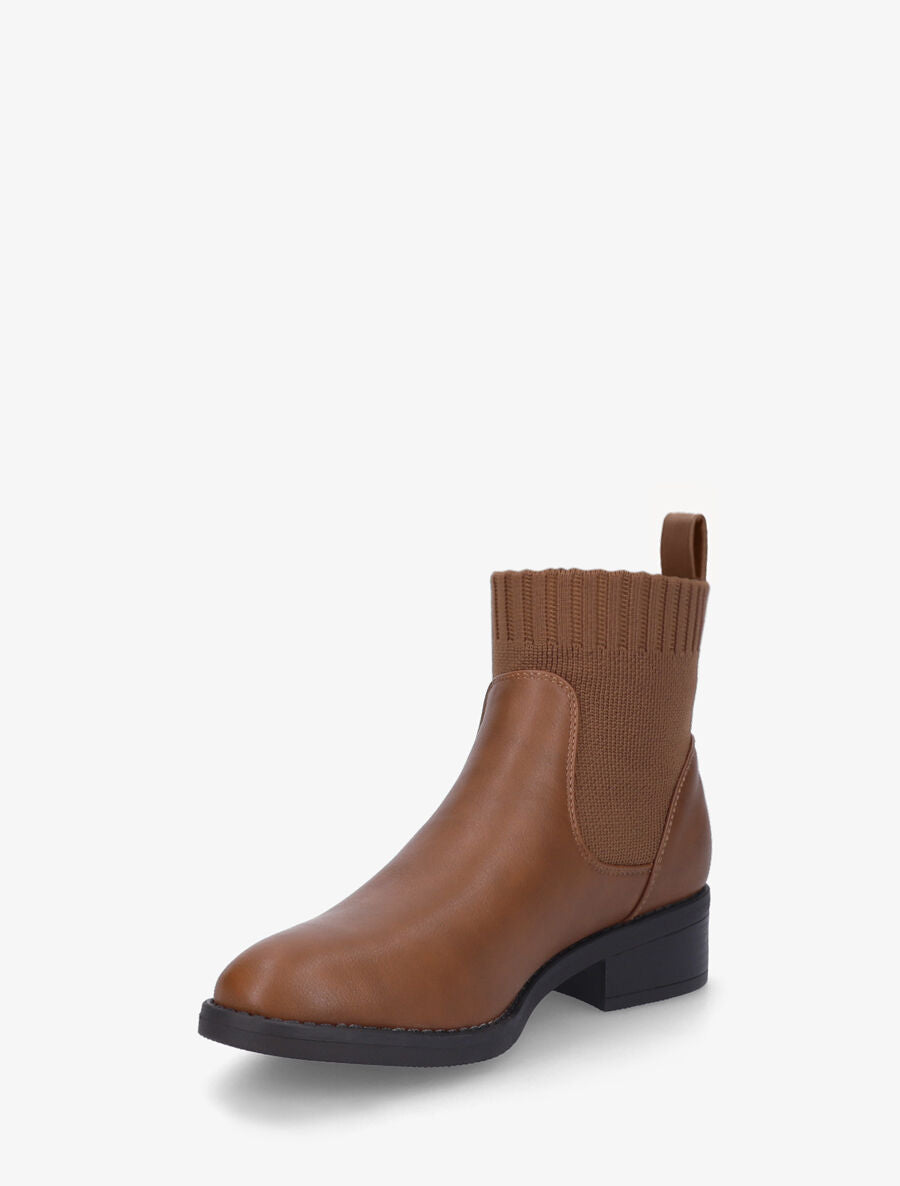 Bottines plates style chaussettes - Camel - 3