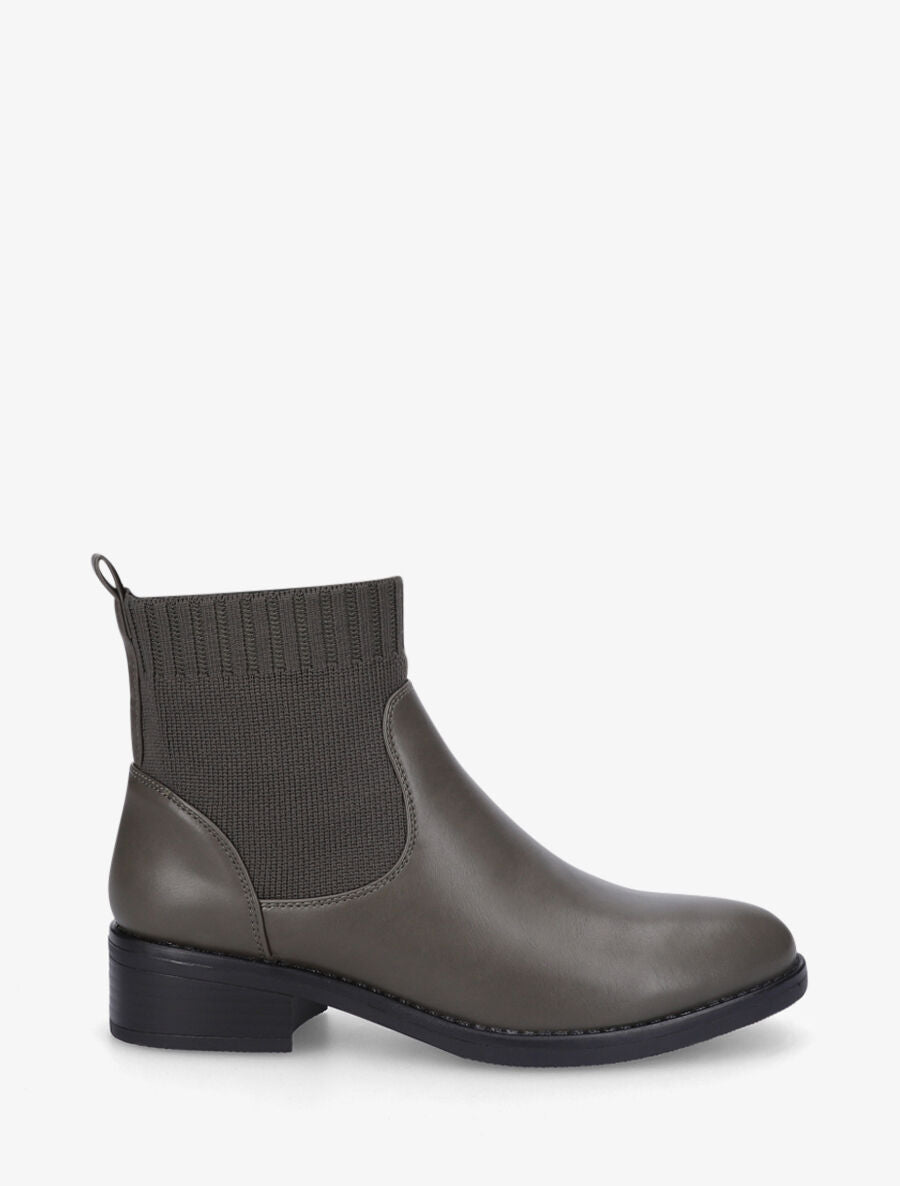 Bottines plates style chaussettes - Kaki - 1