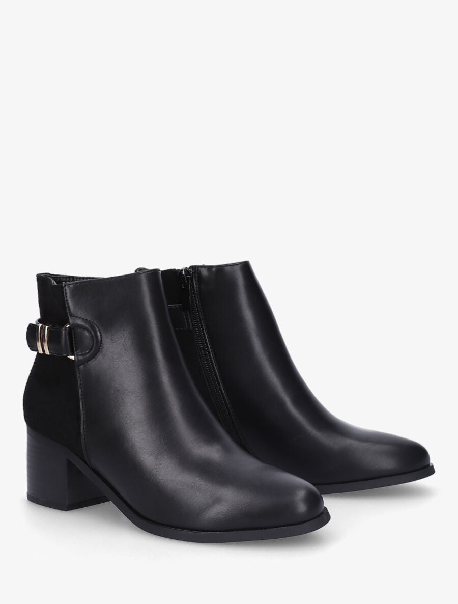 Bottines mi-haute en simili et suédine - Noir - 4
