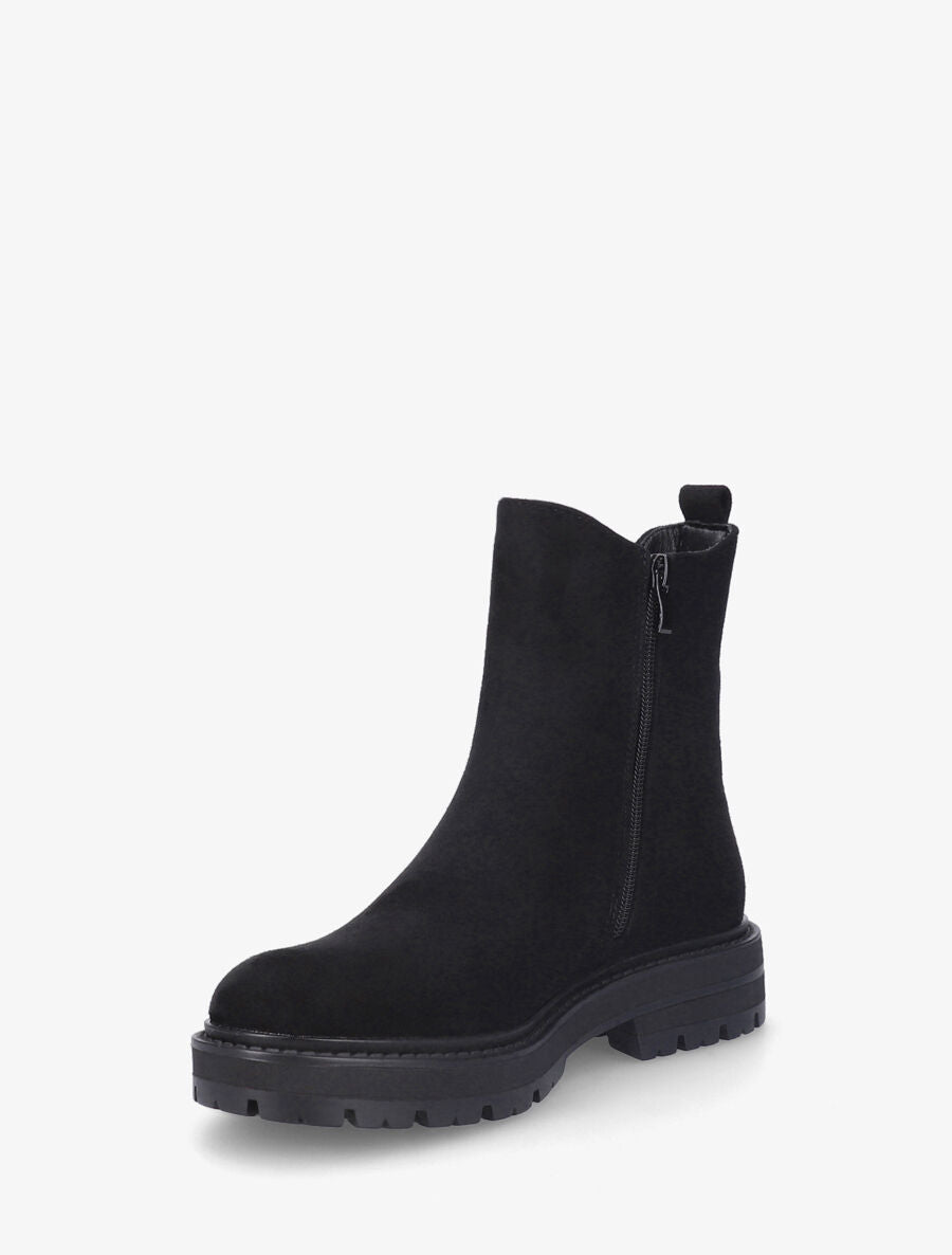 Boots montantes en suédine à double boucle - Noir - 3