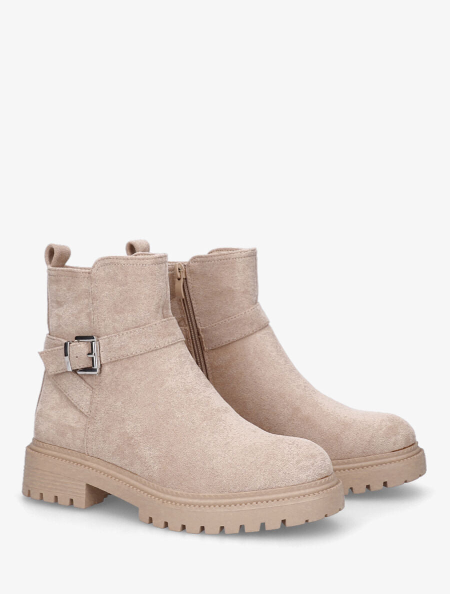 Boots plates en suédine - Beige - 4
