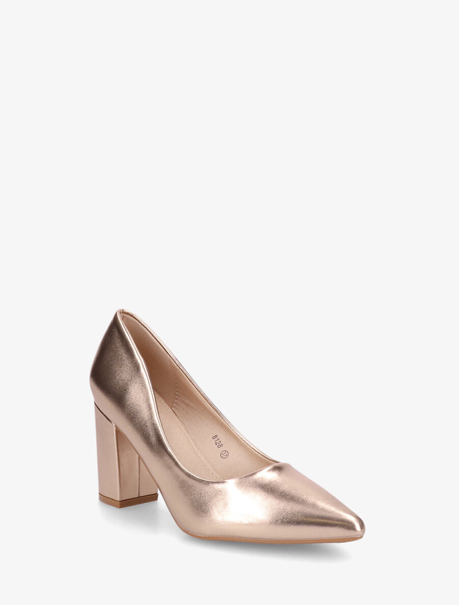 Escarpins pointus talon carré - Rose gold - 2