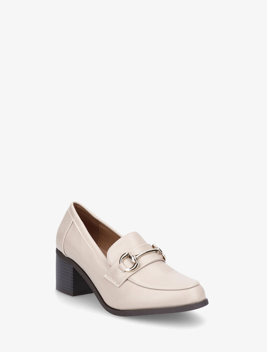 Mocassins à talon et boucle - Beige - 2