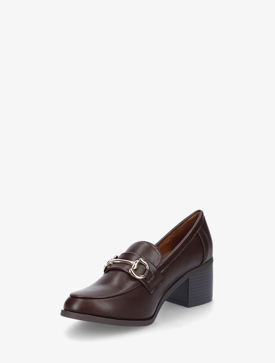 Mocassins à talon et boucle - Marron - 3