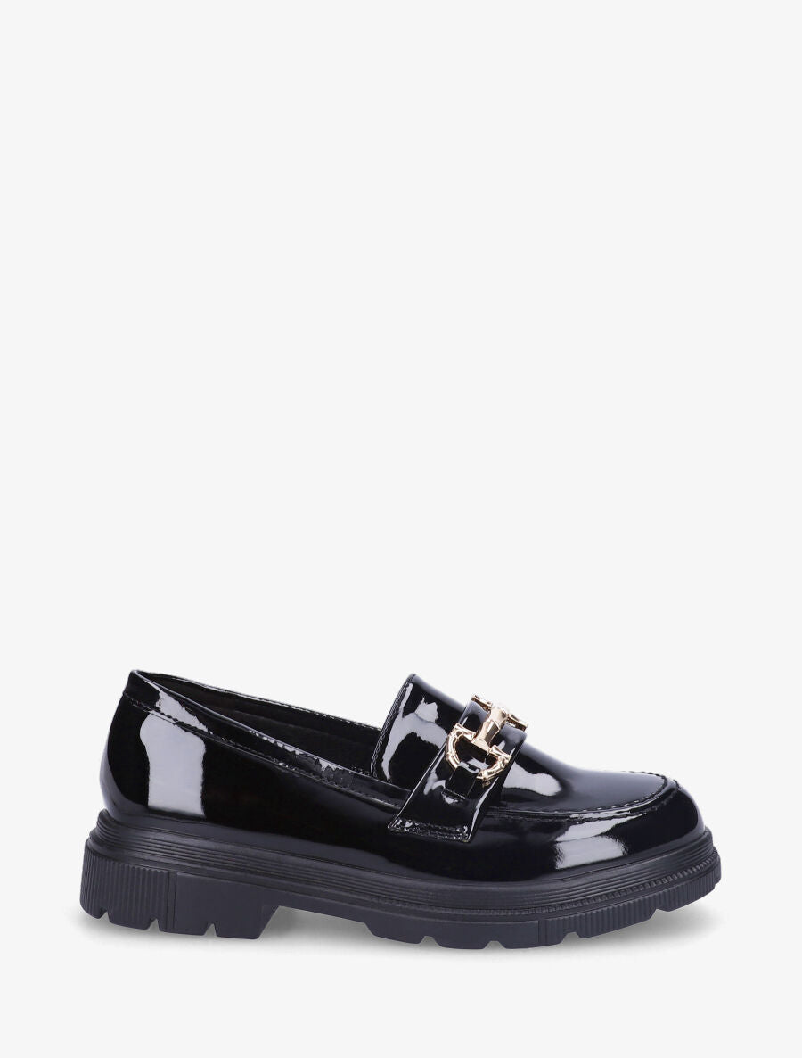 Mocassins vernis à boucle - Noir - 1