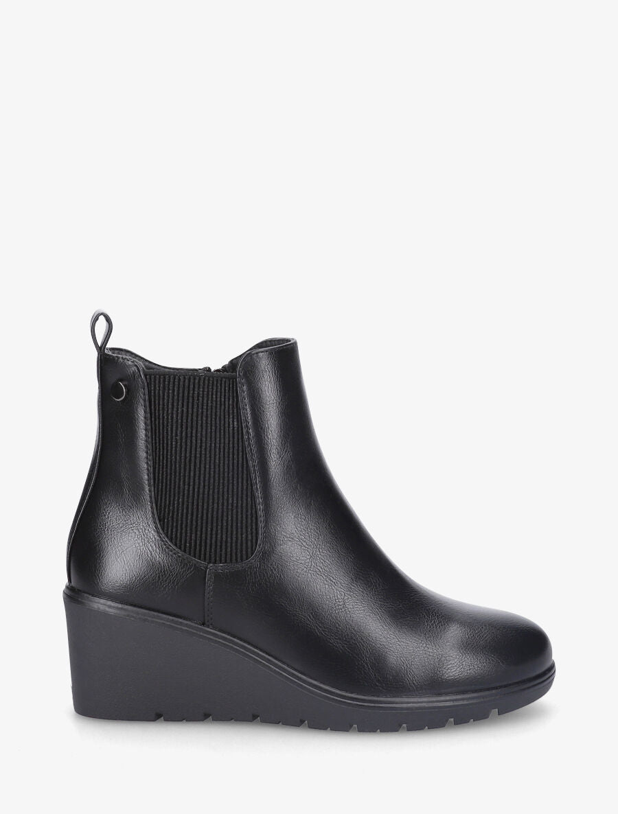 Bottines compensées en simili - Noir - 1