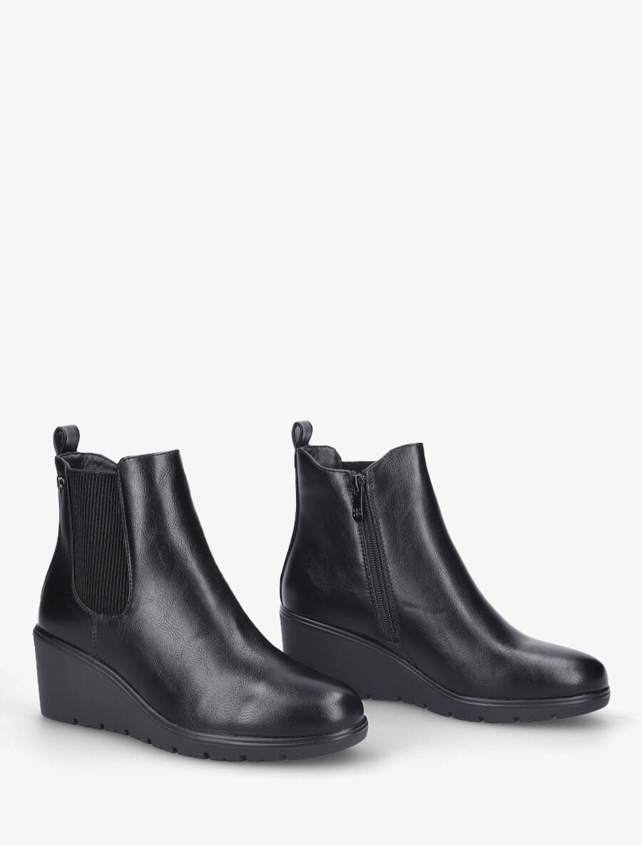 Bottines compensées en simili - Noir - 4