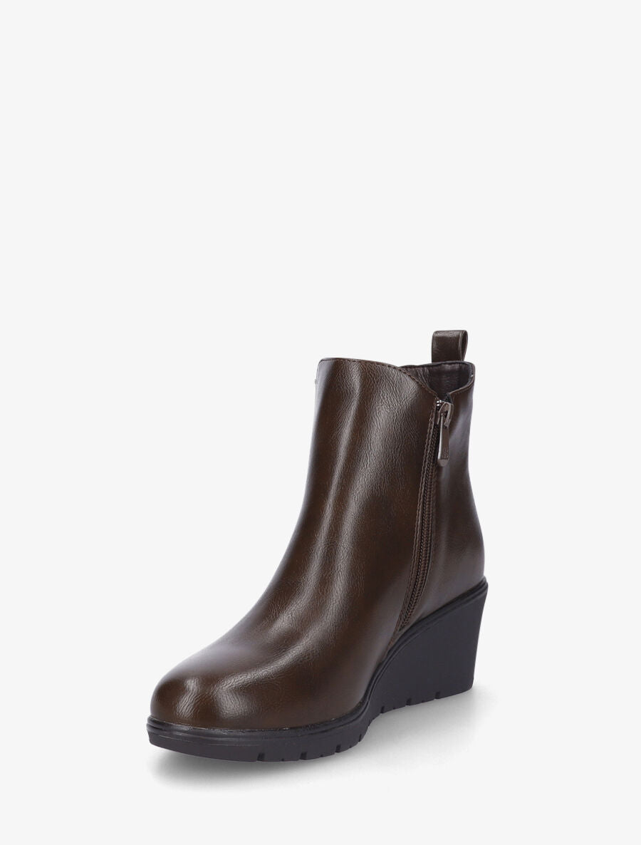Bottines compensées en simili - Chocolat - 3