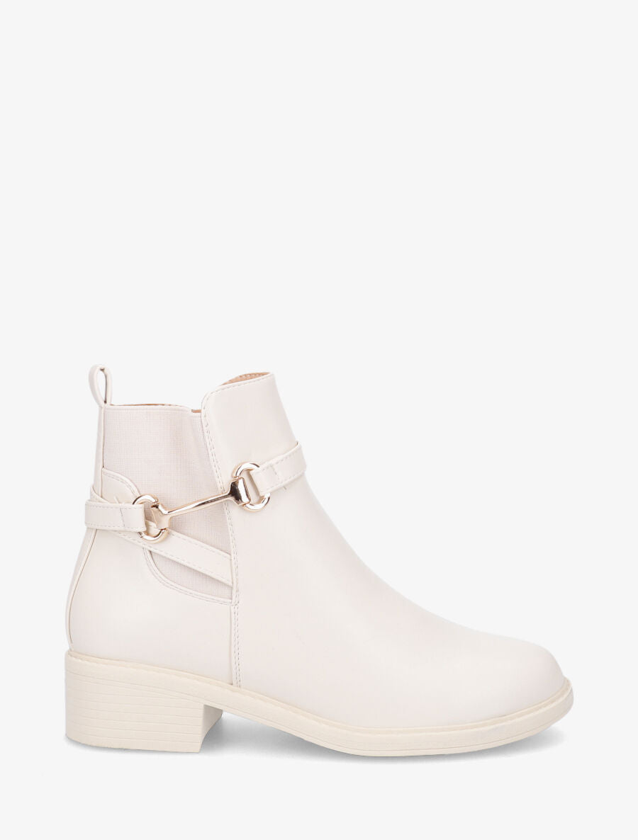 Bottines élastiquées à boucle - Beige - 1