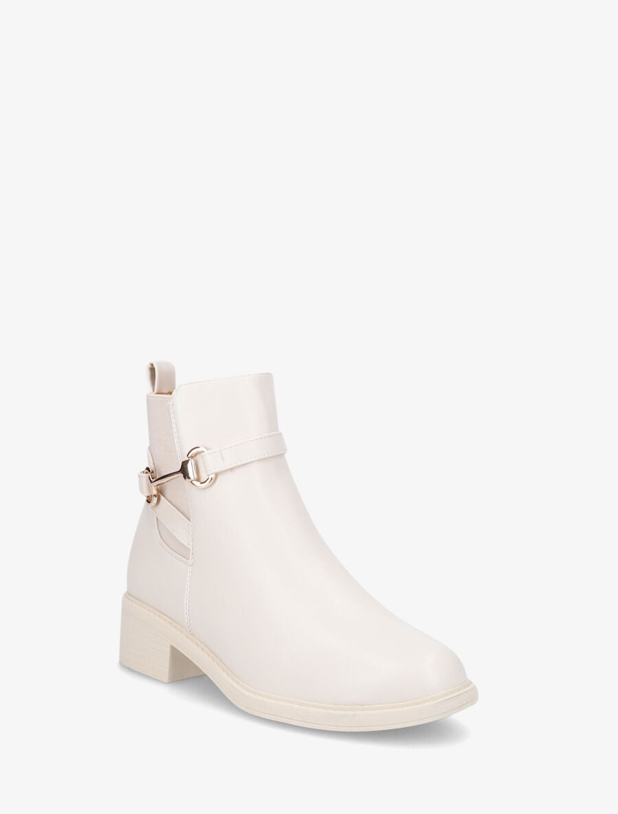 Bottines élastiquées à boucle - Beige - 2