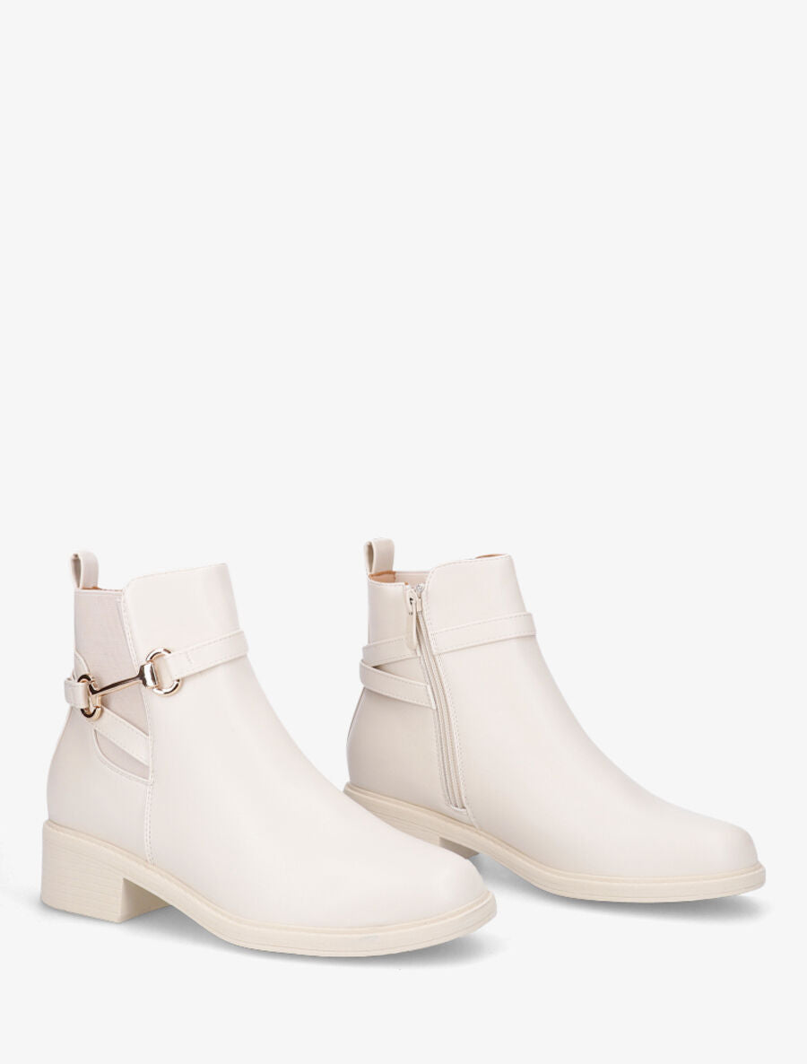 Bottines élastiquées à boucle - Beige - 4