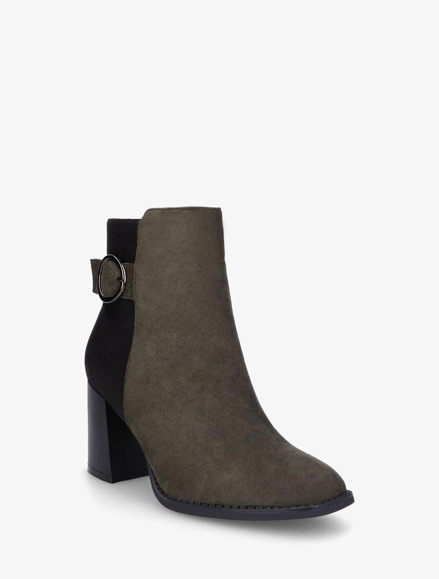 Bottines mi-hautes irisées en suédine - Kaki - 2
