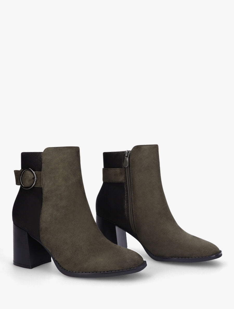 Bottines mi-hautes irisées en suédine - Kaki - 4