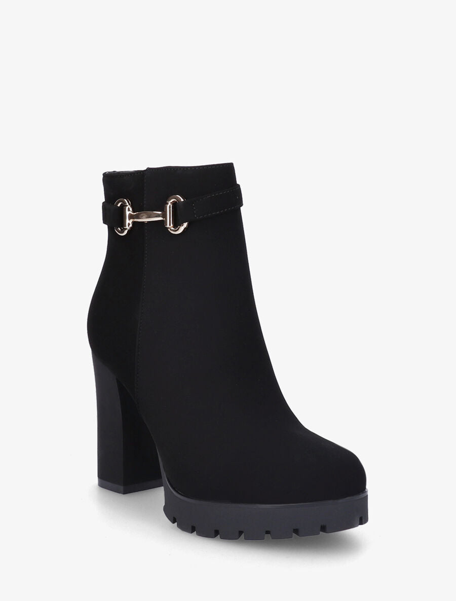 Bottines à talon haut et boucle - Noir - 2